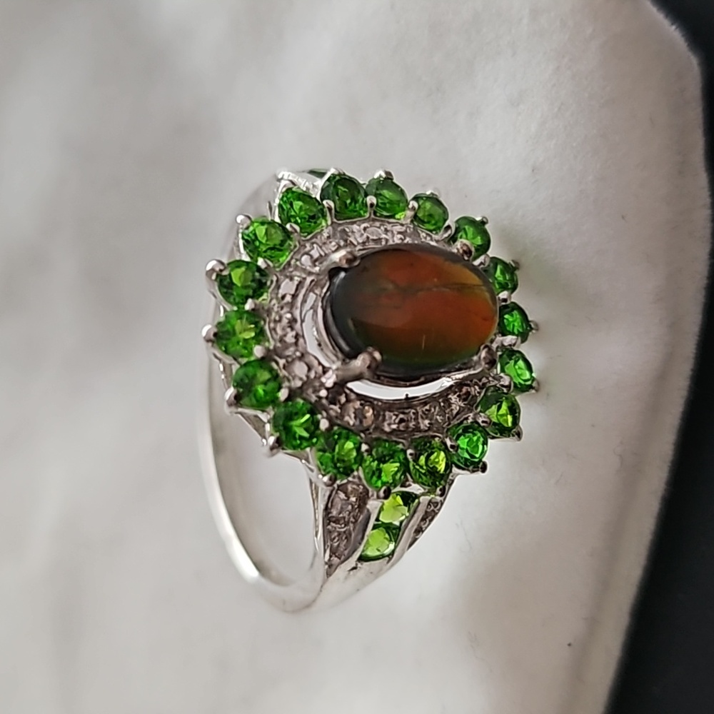 Sterling Silver Multi-Coloured Gems Ring